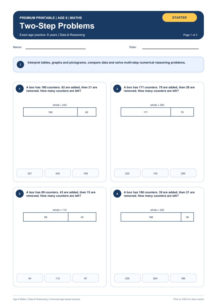 Two-Step Problems worksheet preview