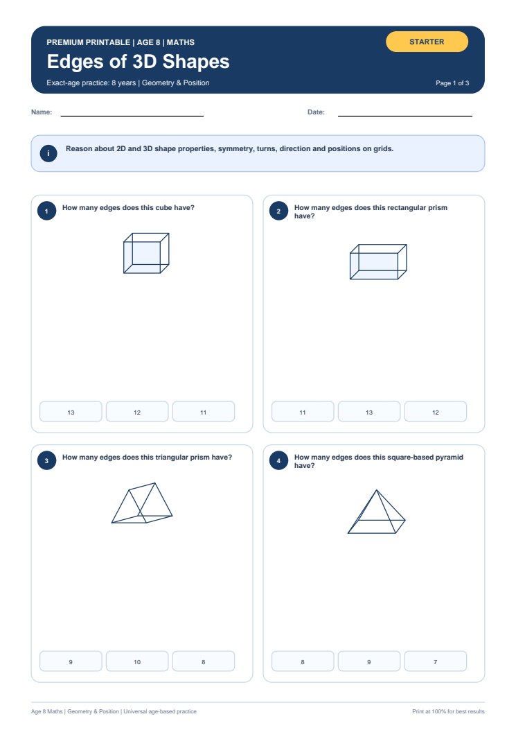 Edges of 3D Shapes worksheet preview