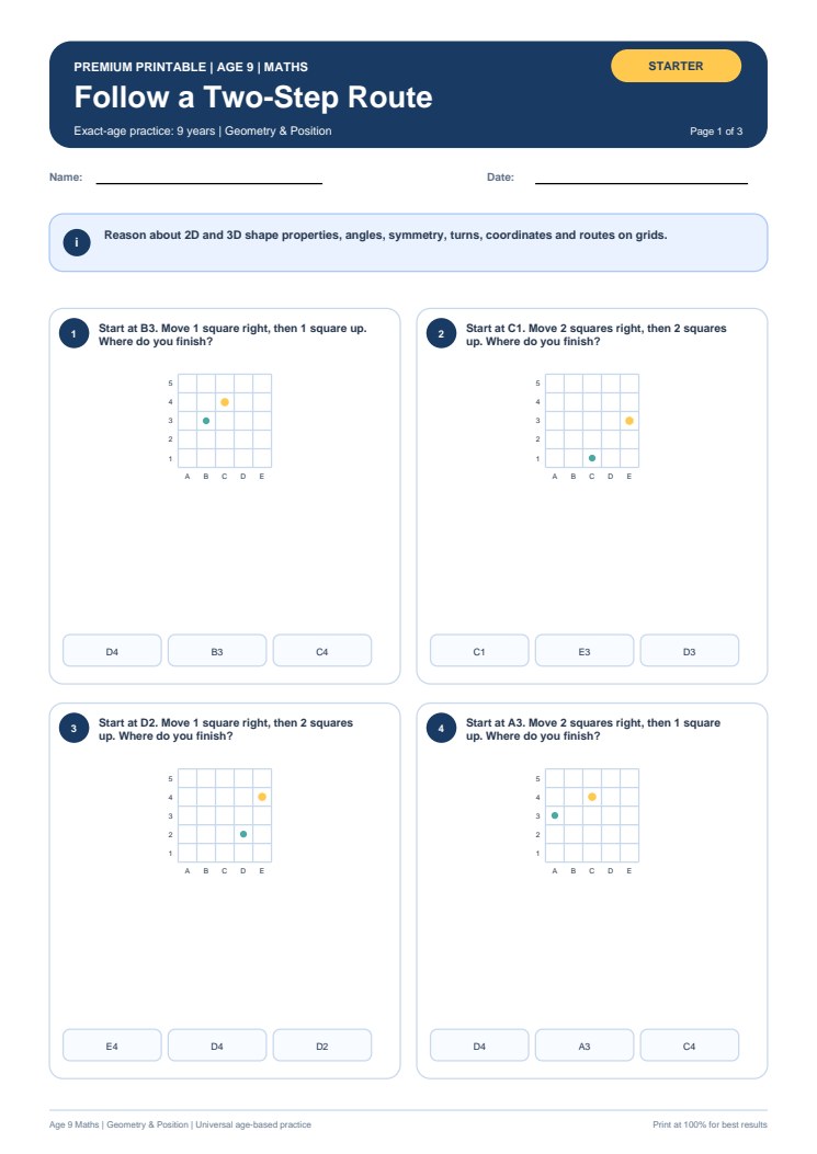 Follow a Two-Step Route worksheet preview