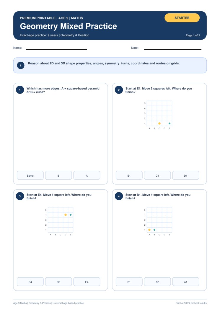 Geometry Mixed Practice worksheet preview
