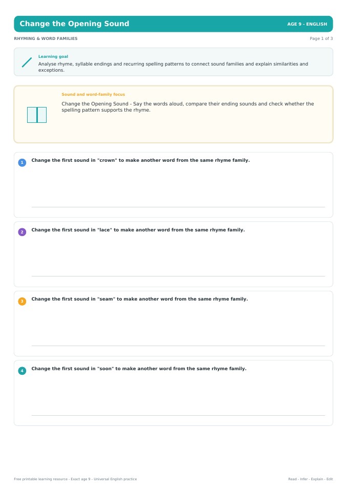 Change the Opening Sound worksheet preview