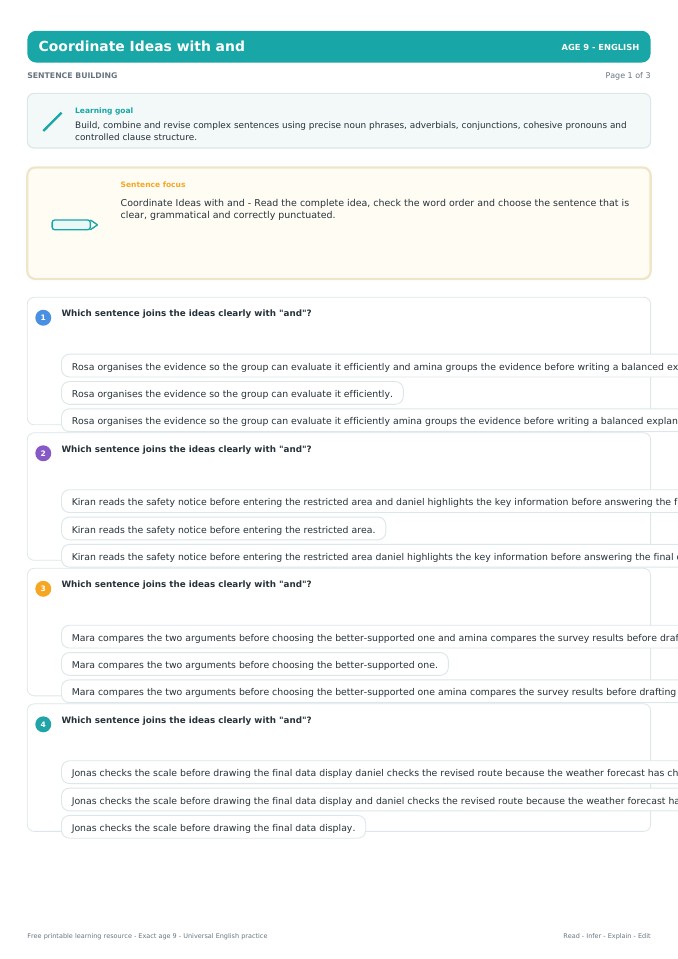 Coordinate Ideas with and worksheet preview