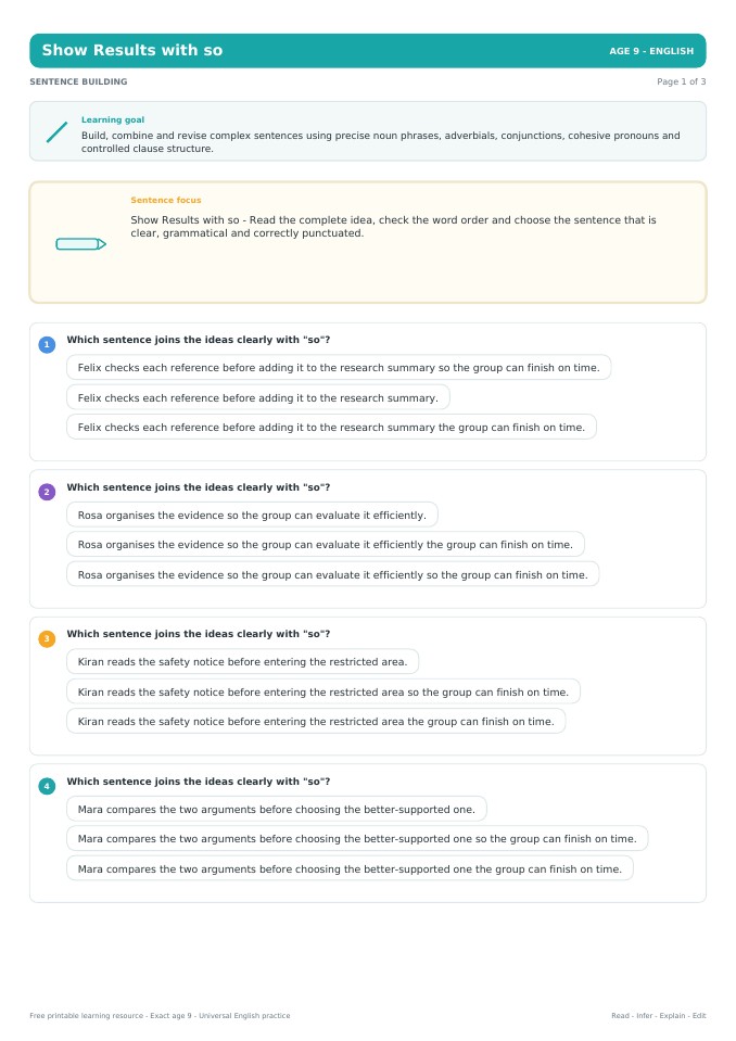 Show Results with so worksheet preview