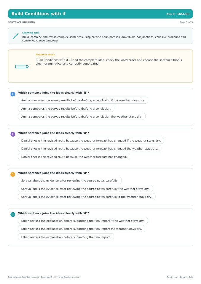 Build Conditions with if worksheet preview
