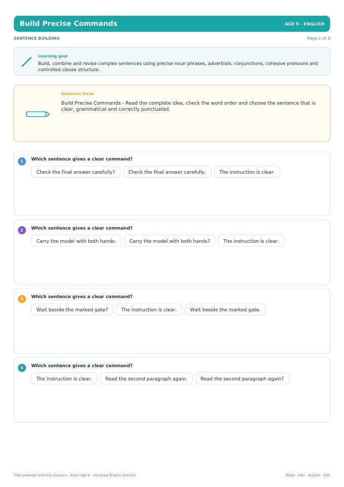 Build Precise Commands worksheet preview